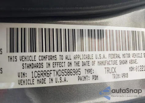 2013 Ram 1500 Express из США, поврежденный, VIN 1C6RR6FTXDS586905